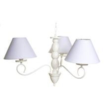 Lustre 3L Clássico Haste Madeira Branco Quarto Bebê Infantil