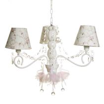 Lustre 3L Haste Madeira Bailarinas Rosa Quarto Bebê Infantil