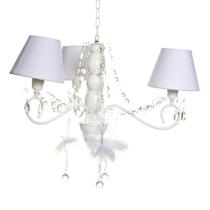 Lustre 3L Haste Madeira E Bailarinas Brancas Quarto Infantil