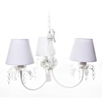 Lustre 3L Primavera Cristais 2 Flores G Branco Quarto Bebê