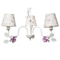 Lustre 3L Simples 3 Flores G Rosa Quarto Bebê Infantil