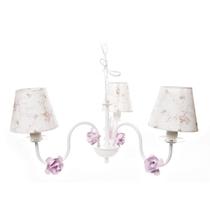 Lustre 3L Simples 6 Flores P Rosa Quarto Bebê Infantil