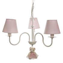 Lustre 3L Simples Com Ursinha Quarto Bebê Infantil Menina