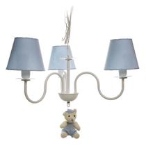 Lustre 3L Simples Com Ursinho Quarto Bebê Infantil Menino