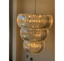 Lustre Abaulado 3 Camadas 90cm Cristal Lapidado Formosa
