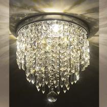 Lustre Acrílico Cristal Para Sala Quarto Redondo Base Inox