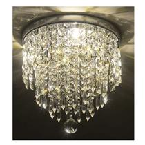 Lustre Acrílico Cristal Para Sala Quarto Redondo Base Inox - ilustre cristais