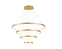 Lustre Aliança 4 Aros Alumínio Dourado + Controle Remoto - Lacade Comercial