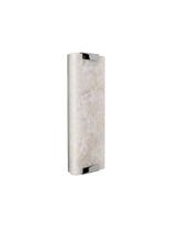 Lustre Arandela Retângular Mármore Pedra Ônix Branco Cromado Led 3000k 40cm 786