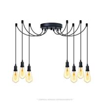 Lustre Aranha Com 7 Pendentes (2m Cabo Preto+ Soquetes + Canopla) Lustre Aranha Com 7 Pendentes (2m Cabo Preto+ Soquetes + Canopla)