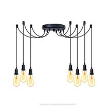 Lustre Aranha com 8 Pendentes (2m cabo preto + soquetes + canopla) Lustre Aranha com 8 Pendentes (2m cabo preto + soquetes + canopla)