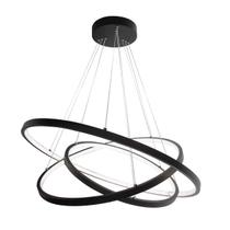 Lustre Arcos Pendente Ring 3 Aros Led 105W 3000K - Preto