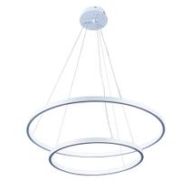 Lustre Aros Arcos Led Pendente Moderno Sala Quarto Luxuoso 2 Anéis Ring 40 e 60cm 45W 6500K Luz Branca