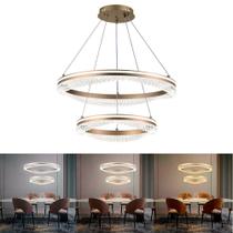 Lustre Áurea Pendente LED Cristal CHAMPGANE 3 Tons de Luz