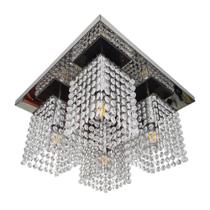 Lustre base 40x40 espelhado com cubos cristais Legitimo K 9 brilho E 27