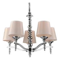 Lustre Bella Iluminação 5 Braços - Cromado/cupula Creme Ref: UD003