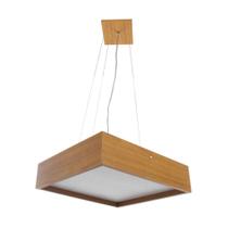 Lustre Bonadri Wood Quadrado 40Cm Pendente Madeira Freijó