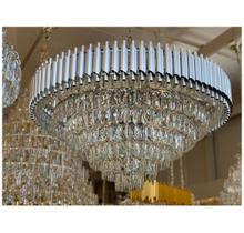 Lustre Camadas Cascata Grande 95cm todo Cristais Formosa