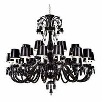 Lustre Candelabro 24 Braços Com Cúpula Baccarat Preto