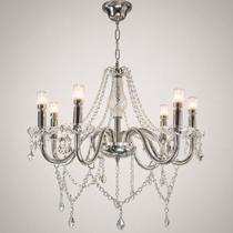 Lustre Candelabro 8 Braços Cristal K9 Bivolt Clássico 58cm