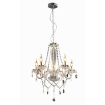 Lustre Candelabro Baronesa Vidro Transparente 5 Braços E14