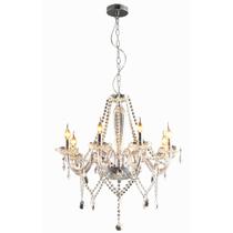 Lustre Candelabro Baronesa Vidro Transparente 8 Braços E14