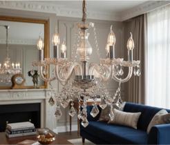 Lustre Candelabro de Cristal Legítimo France Nice 6 braços E14