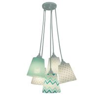 Lustre Chevron Crie Casa Cinza, Branco e Tons de Verde