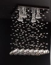 Lustre chuva reta de cristais p/ sala/quarto com 40cm de altura e base de inox espelhado de 30x30cm Lustre chuva reta de cristais p/ sala/quarto com 40cm de altura e base de inox espelhado de 30x30cm
