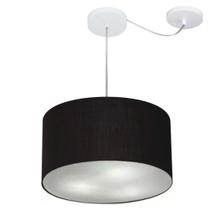 Lustre Cilíndrico C/ Desvio De Centro Md-4256 Cúpula em Tecido 40x21cm Preto - Bivolt