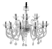 Lustre Classico 18 Lampadas Cristal e Metal Fino Design