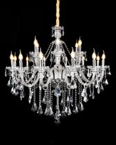 Lustre Clássico Cristal Pingentes 18 Braços Fino Acabamento