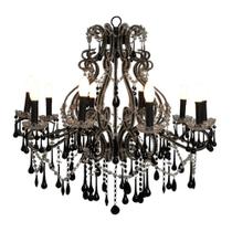 Lustre Classico Metal Black E Cristal Pingentes 10 Braços Lustre Classico Metal Black E Cristal Pingentes 10 Braços