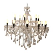 Lustre Classico Metal E Cristal Pingentes 18 Braços Luxuoso