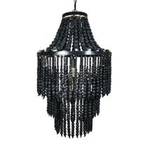 Lustre Classico Rattan Preto Pingentes Preto Rico em Detalhe