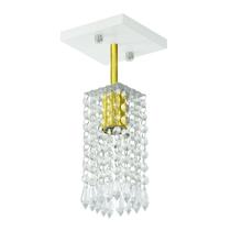 Lustre Clearcrillic Cristal Acrílico Quadrado Branco/Dourado