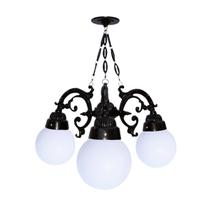 Lustre Colonial para Teto com Corrente em Alumínio 03 Globos Lustre Colonial para Teto com Corrente em Alumínio 03 Globos