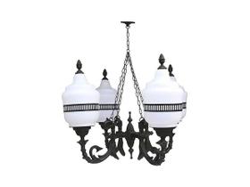 Lustre Colonial Versailes com Corrente em Alumínio 04 Globos
