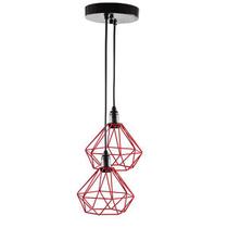 Lustre com 2 pendentes aramado diamante - cores