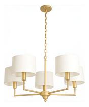 Lustre Com 5 Cúpulas De Tecido Para Salas De Jantar -