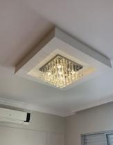 Lustre com Cristais Acrilico Alto Brilho Plano 40x40 Para Quarto, Sala, Corredor, Sala de Jantar e Hall