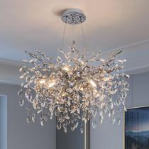 Lustre com pingente de cristal Witkey 23,6" prata 8 luzes 110V
