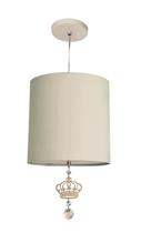 Lustre Coroa Com Cristal Quarto Menina 25x25 Cinza
