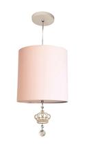 Lustre Coroa Com Cristal Quarto Menina 25X25 Rosa