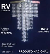 Lustre Crist Acríl Inox 60cm Base 31x31 233.014i P 1 Lâmpada