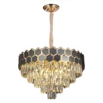 Lustre Cristais com Detalhes Dourado 60cm 12E14 16090-PL Lustre Cristais com Detalhes Dourado 60cm 12E14 16090-PL