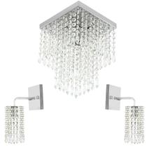 Lustre Cristal Acrilico Marrycrilic + 2 Arandela Clearcrilic Lustre Cristal Acrilico Marrycrilic + 2 Arandela Clearcrilic