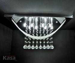 Lustre Cristal ARCO Retangular Sobrepor 8xG9 - Base Inox 65x20cm - Kasa ARQ
