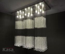 Lustre Cristal COBY Sobrepor 12xG9 - Base Inox 80x30cm - Kasa ARQ Lustre Cristal COBY Sobrepor 12xG9 - Base Inox 80x30cm - Kasa ARQ