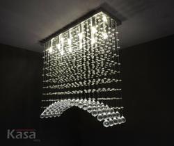 Lustre Cristal CURVE Retangular Sobrepor 10xG9 - Base Inox 65x20cm - Kasa ARQ
